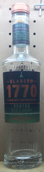 Glasgow 1770 Peated & Smokey Bottle - Empty Bottle turned into a Candle