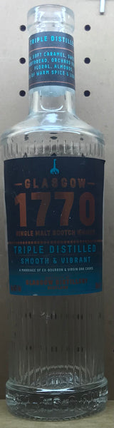 Glasgow 1770 Single Malt Bottle - Empty Bottle turned into a Candle